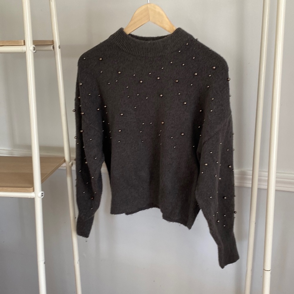 H&M Gray sweater with bead detail
